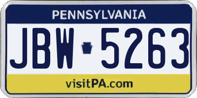 PA license plate JBW5263