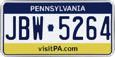 PA license plate JBW5264