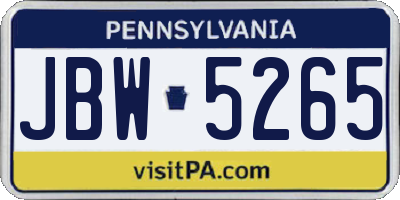 PA license plate JBW5265