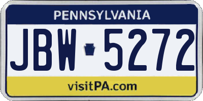 PA license plate JBW5272