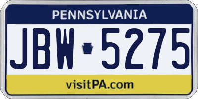 PA license plate JBW5275