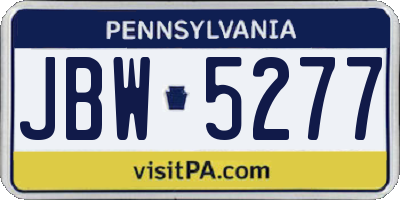 PA license plate JBW5277