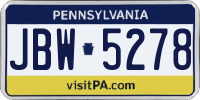 PA license plate JBW5278