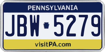 PA license plate JBW5279