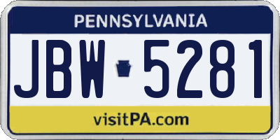 PA license plate JBW5281