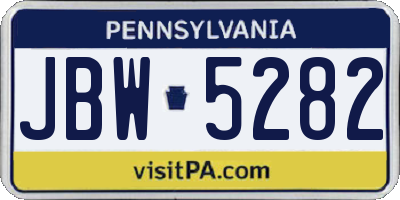 PA license plate JBW5282