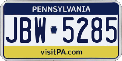 PA license plate JBW5285