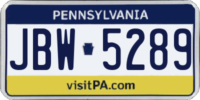 PA license plate JBW5289