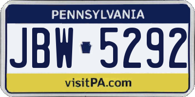 PA license plate JBW5292