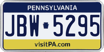 PA license plate JBW5295