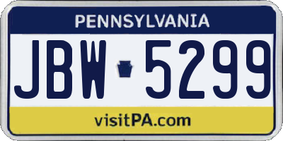 PA license plate JBW5299