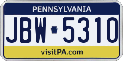 PA license plate JBW5310