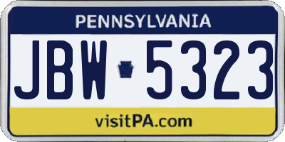 PA license plate JBW5323