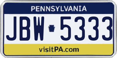PA license plate JBW5333