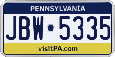 PA license plate JBW5335