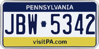 PA license plate JBW5342
