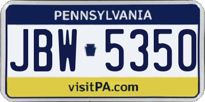 PA license plate JBW5350