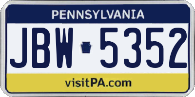 PA license plate JBW5352