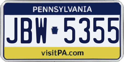 PA license plate JBW5355