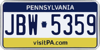 PA license plate JBW5359