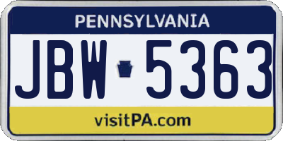 PA license plate JBW5363