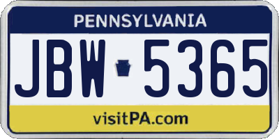 PA license plate JBW5365