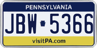 PA license plate JBW5366