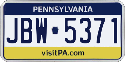 PA license plate JBW5371