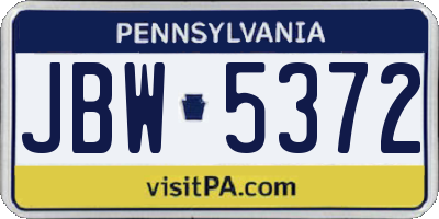 PA license plate JBW5372