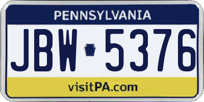 PA license plate JBW5376