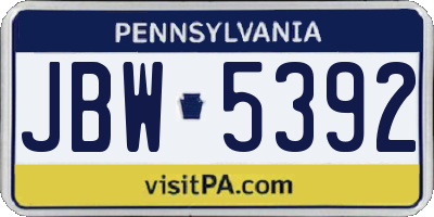 PA license plate JBW5392
