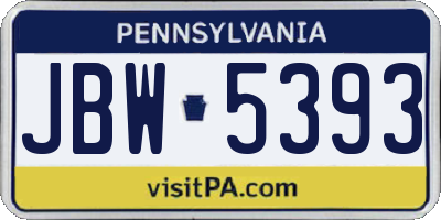 PA license plate JBW5393