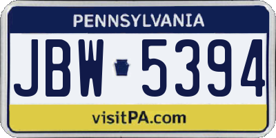 PA license plate JBW5394