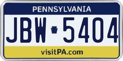 PA license plate JBW5404