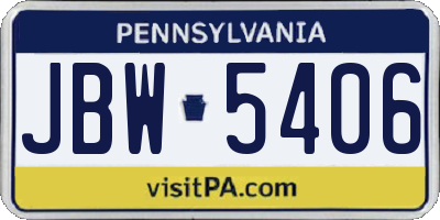 PA license plate JBW5406