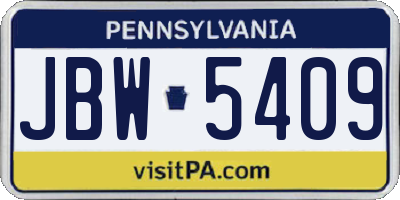 PA license plate JBW5409