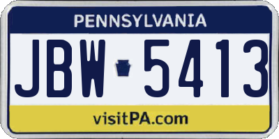 PA license plate JBW5413