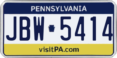 PA license plate JBW5414