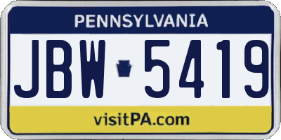 PA license plate JBW5419
