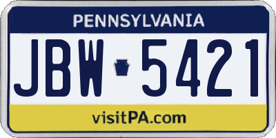 PA license plate JBW5421