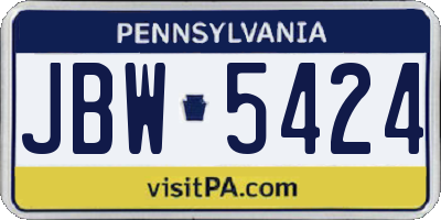 PA license plate JBW5424