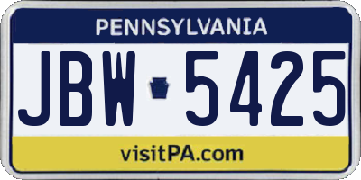 PA license plate JBW5425