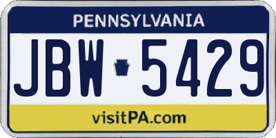 PA license plate JBW5429