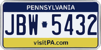 PA license plate JBW5432
