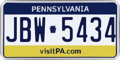 PA license plate JBW5434