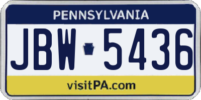 PA license plate JBW5436