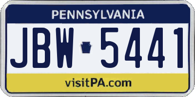 PA license plate JBW5441