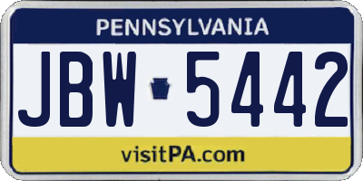 PA license plate JBW5442