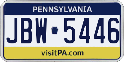 PA license plate JBW5446