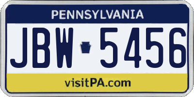 PA license plate JBW5456
